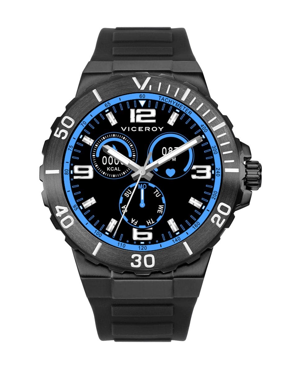 Smartwatch Viceroy Smart Pro 41163-10 con caja negra, bisel de buceo y correa de silicona negra