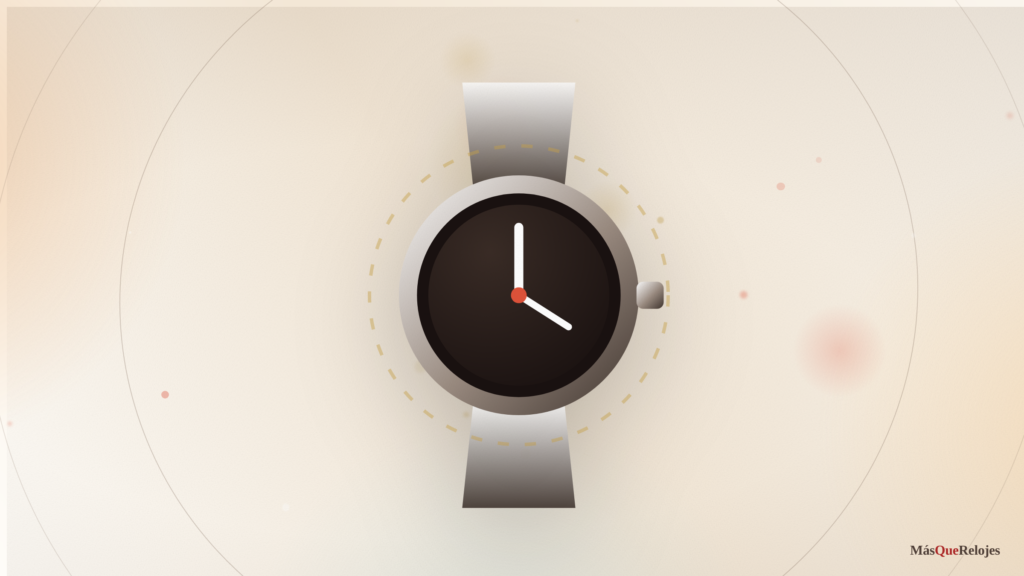 Reloj de diseño sobrio sobre fondo claro